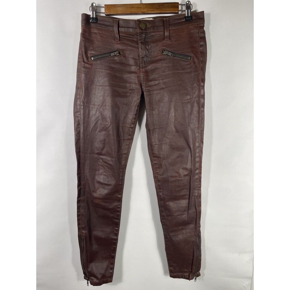 Current Elliott Women's Size 26 Brown Shiny Faux Leather Pants